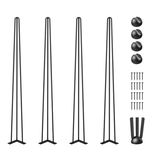 Image of VEVOR Hairpin Table Legs 36" Black Set of 4, 880lbs Load Capacity (220lbs Each) 3 Rods for Bench, Dining, End Table, Chairs - Carbon Steel DIY Heavy Duty Furniture Legs