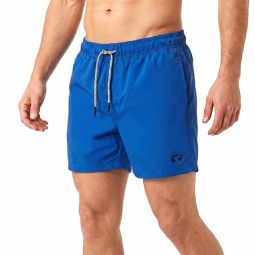 Image of RIPT Men’s Quick Dry Swim Shorts with Mesh Lining Drawstring Waist UV50 Sun Protection Beach & Swimming Trunks (Royal Blue, L)