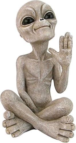 Image of JIANGCHA Alien Statue Resin Alien Desktop Ornament Alien Garden Ornaments Resin Art Figurine for Indoor Outdoor Decoration