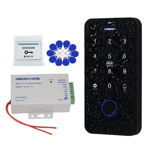 Image of QTTYELOK Bluetooth Tuya Door Access Control System Kit IP68 Waterproof Fingerprint Biometrics RFID Keypad + Power Supply +10pcs 13.56MHz Keyfobs (Without Lock)