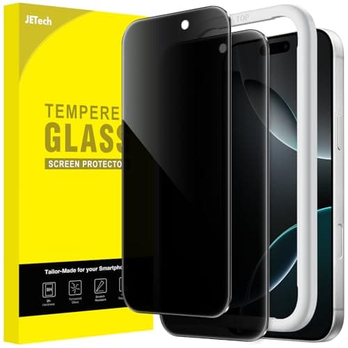 Image of JETech Privacy Screen Protector for iPhone 16 Pro 6.3-Inch, Anti-Spy Tempered Glass Film with Easy Installation Tool, 2-Pack