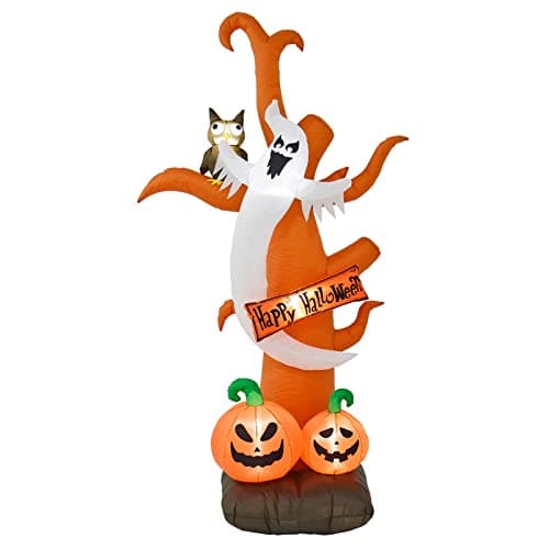 Image of Large Inflatable Halloween Decoration Party Light Up Pumpkin Ghost Witch Sign (8ft Brown Tree)