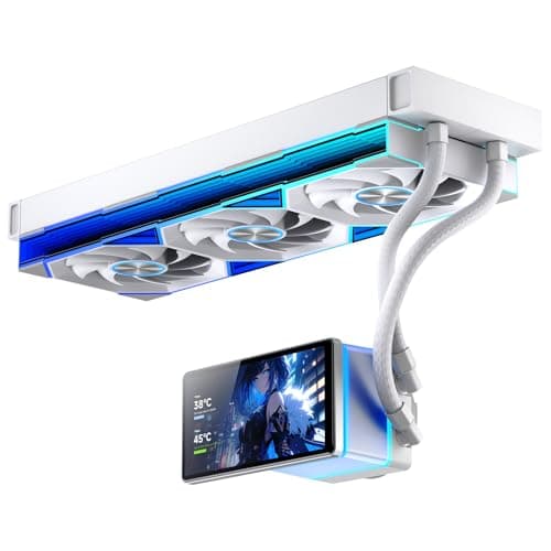 Image of TZMRIT PF360 Aio Water Cooling 360 mm with 5.5 Inch LCD Magnetic Screen Display, All-in-One ARGB Infinity Mirror 2000 RPM PWM Fan, for AM4/AM5 & Intel LGA1851/1700 (White)