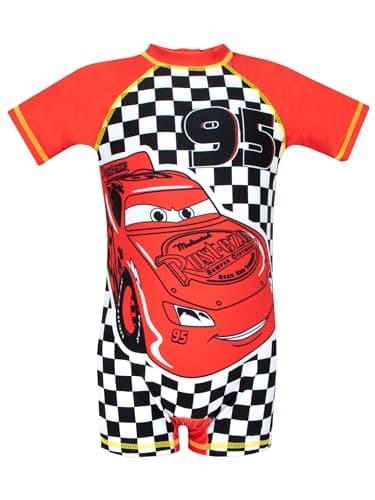 Image of Disney Swimming Costume for Boys | Lightning McQueen Cars One Piece Boys Swimsuit | Orange 7-8 Years