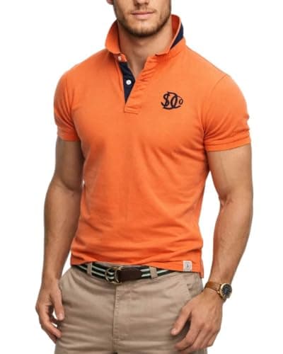 Image of Superdry Men's Pique Monogram Polo Shirt, Denver Orange/Darkest Navy, 3XL