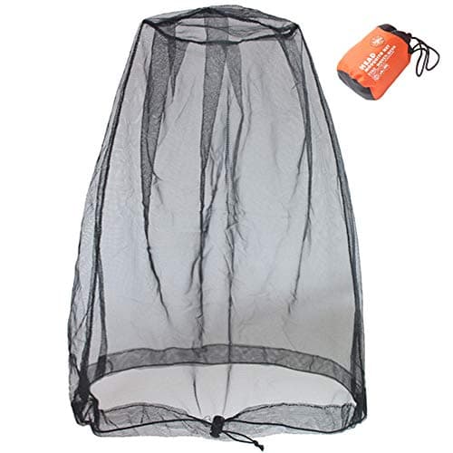 Image of Cinvo Head Net Mesh Bug Net Face Netting Updated Bigger Size for Mosquitoes Bugs No See Ums Insects Gnats Midges from Outdoor, Spacious Net Room Works Over Most Hats Comes with Free Stock Pouch- Black