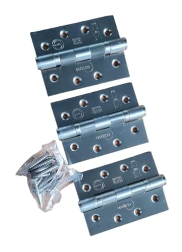 Image of 3 Pack Approved 4" (102mm) Grade 13 Hinges, Fire Rated, CE Marked, Stainless Steel, Ball Bearing Butt Hinges, for use on Fire Rated Doors