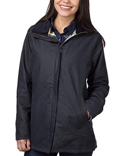 Image of Rydale Ladies Wax Jacket Cawood Lined Waxed Cotton Coat for Walking or Shooting Navy