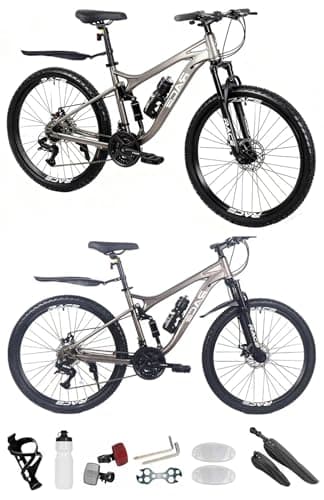 Image of 26”, 27.5 Inch Mountain Bike, Adult Bicycle, Teenager Bike, Unisex MTB, Men & Women’s Bike, Sport’s Cycle, Dual Suspension, 20 KG Lightweight, Dual Disc Brake, 21 Speed (27.5)