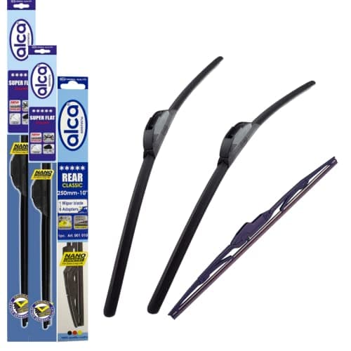 Image of Fits Suzuki Alto V 2009-onwards Set of 3 Windscreen Wiper Blades alca Germany Super Flat Front Rear 21"14"10" ASF2114H10ARC