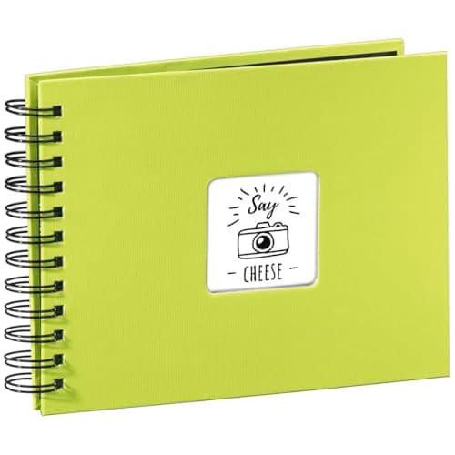 Image of Hama Fine Art photo album, 50 black pages (25 sheets), spiral bound album, with cut-out window, kiwi green, 24 x 17 cm