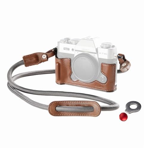Image of SMALLRIG X-T30 III Half Leather Case with Shoulder Strap for FUJIFILM X-T30 / X-T30 II/X-T30 III, Retro Style Camera Case with Aluminum Frame & Shutter Button Cap, Brown- 5670