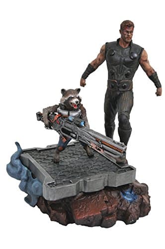 Image of Marvel Premier Collection 9 Inch Statue Figure Avengers Infinity War - Thor & Rocket Raccoon