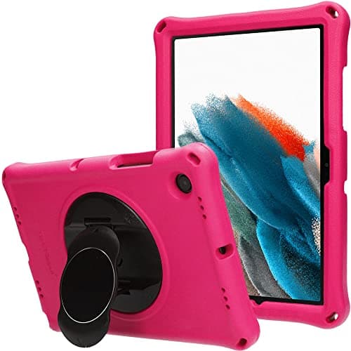 Image of TECHGEAR Bumper+ Case Compatible with Samsung Galaxy Tab A8 10.5" 2022 (SM-X200 / SM-X205) Rugged Shockproof Soft Protective Easy Grip Body Case with Stand, Holder, Screen Film, Kids Proof Case [Pink]
