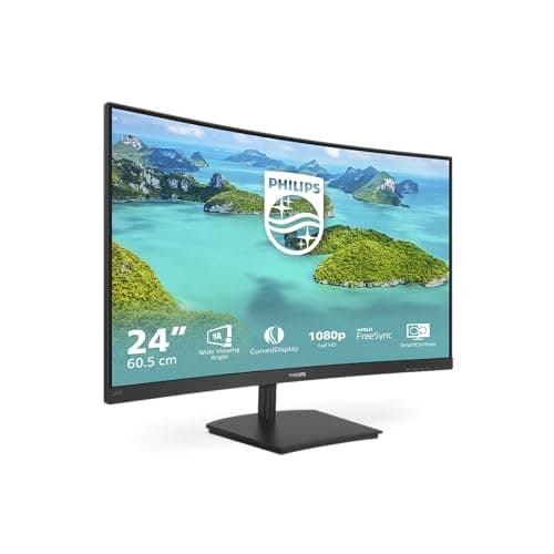 Image of Philips 241E1SCA - 24 inch FHD Curved monitor, 75Hz, 4ms, VA, AMD FreeSync, Speakers, SmartImage (1920 x 1080, 250 cd/m², HDMI/VGA)