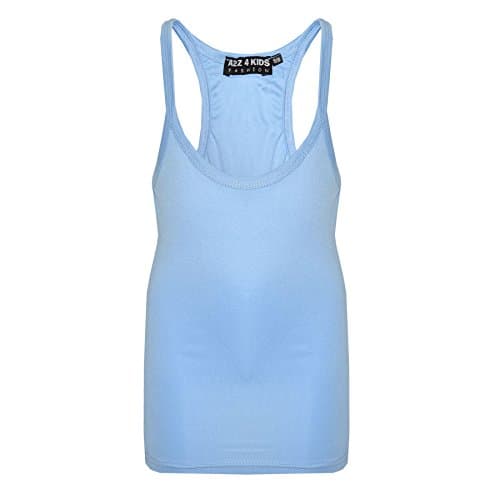 Image of Kids Girls Childrens Vest Top - Racer Vest Sky Blue 13