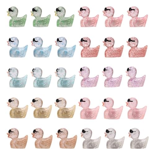 Image of 30pcs Cute Mini Duck Fridge Magnets, Glow in The Dark Glitter Sunglasses Resin Duck Refrigerator Magnets for Kitchen Office Locker & Magnetic Whiteboard Decor (Multicolored)