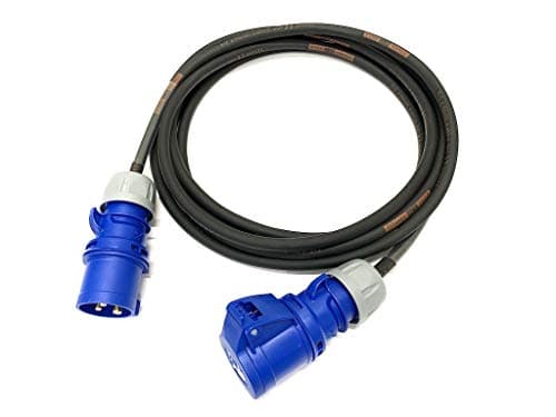 Image of 16 Amp 3 Pin 240V IP44 Extension Lead - PCE Blue - 2.5mm² Heavy Duty H07RN-F Rubber Cable - 16A HO7 (2 Metre)