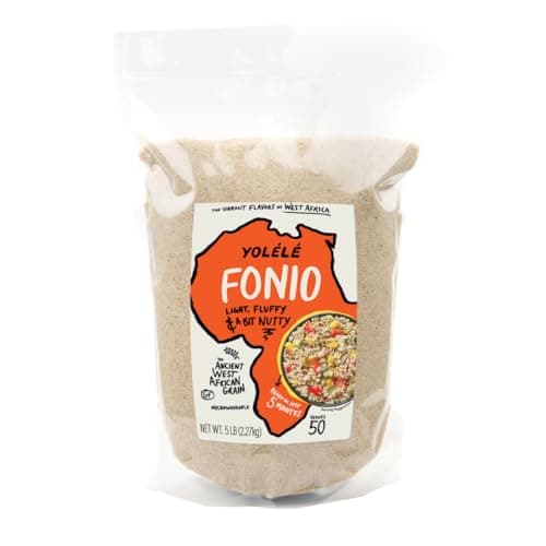 Image of Yolele Fonio African Ancient Grain Super Food High Protein Gluten-Free Fast Cooking Vegan Premium Quality 50 Servings Bulk 5 Lb Pouch Kosher (80-Ounce)