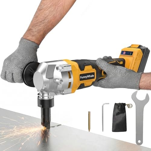 Image of Cordless Metal Nibbler Compatible with Dewalt 20V MAX Battery(No Battery)18 Gauge Electric Nibbler with Assist Handle & 2 Blades, 3000RPM Brushless Motor for Stainless Steel, Aluminum