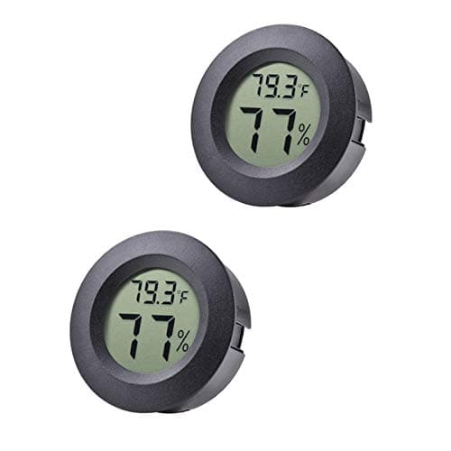 Image of Veanic 2-Pack Mini Hygrometer Thermometer Fahrenheit or Celsius Meter Digital LCD Monitor Indoor Room Round Humidity Temperature Meter for Humidors Home Greenhouse Baby Room Reptiles Incubator