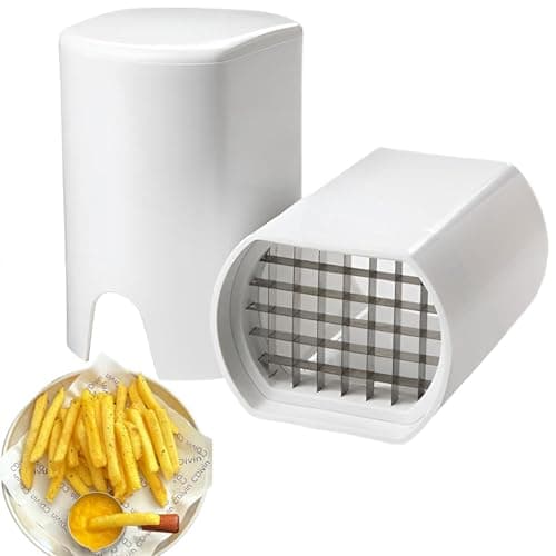 Image of Stainless Steel Chip Cutter & Potato Chipper - Heavy Duty Vegetable Slicer for Perfect Homemade Crisps and French Fries - Kitchen Gadget with Safety Handle