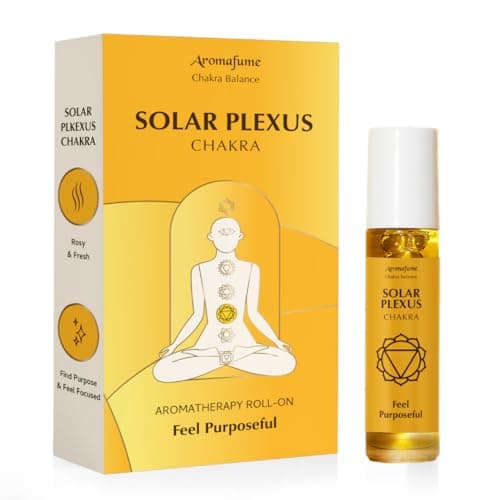 Image of Solar Plexus Chakra Essential Oil Roll-On Blend by Aromafume | 10ml/0.33 fl oz | Manipura | Aromatherapy Oils for Chakra Healing | Lemongrass & Rosemary Extracts | Chakra Incense for Meditation, Yoga