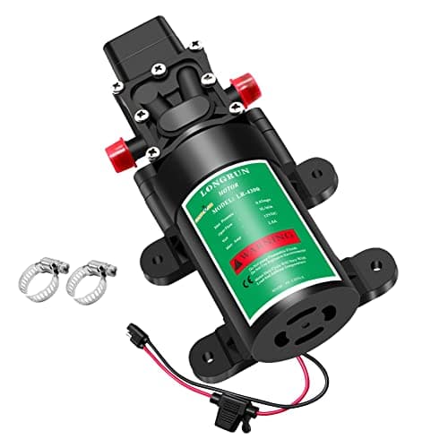 Image of LONGRUN 12V DC Water Pump, 3L/Min Self Priming Diaphragm Water Pump, 65 Psi High-Pressure for Caravan Camper Boat Shower Lawn Garden