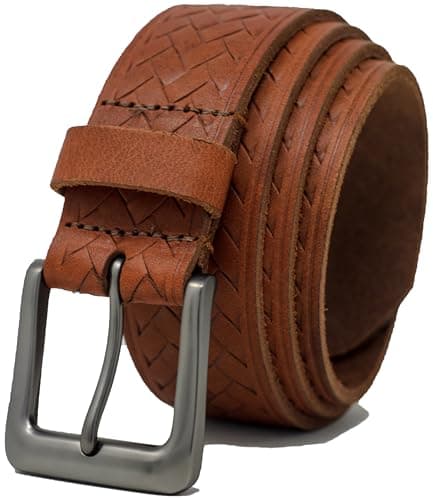 Image of Ashford Ridge Made in England 38mm Full Hide Leather Belt - Tan Weave - Large