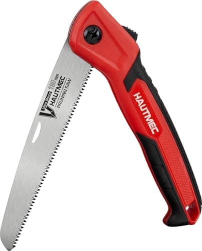 Image of HAUTMEC Pruning Saw 180mm (7"), Folding Hand Saws for Cutting Wood, Trees, Garden Saw with SK5 Blade & Non-Slip Rubber Handle for Branches, Camping & Bushcraft
