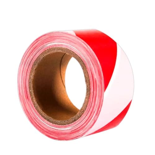 Image of 50 Meter Warning Tape - Red and White | 2 Inch Wide Barrier Tape | Non-adhesive Caution Tape for Marks off Dangerous Areas or Zones, Construction Sites, Roads, Working Zones, etc