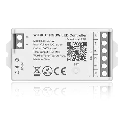 Image of BTF-LIGHTING C04W RGBW PWM RGB+White 2.4 GHz WiFi LED Strip Controller Multicolour Group Control Compatible with Alexa Google Home APP Control Work with WR01RF RC03RFB Remote