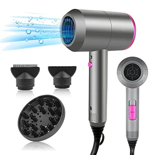 Image of CASAMAA Professional Ionic Hair Dryer Powerful AC Motor Quick Drying with 2 Speed 3 Heat Setting, Cool Shot Button with 1 Diffuser & 2 Concentrator, Hairdryers for Women Man