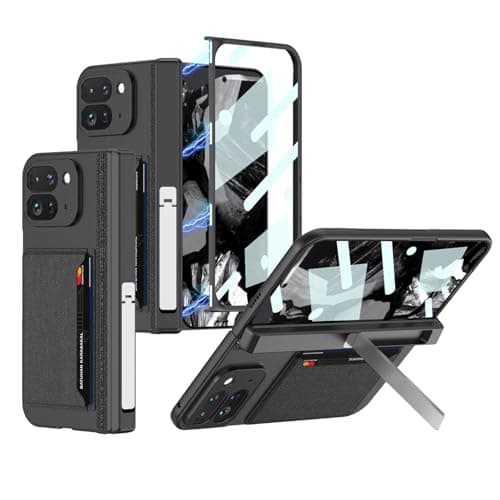 Image of Miimall for Google Pixel 9 Pro Fold Case with Hinge Protection, Pixel 9 Pro Fold Magnetic Case with Card Holder & Built-in Screen Protector & Stand, Slim PC Anti-Drop Cover for Pixel 9 Pro Fold-Black