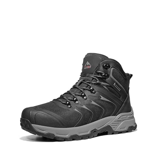Image of NORTIV 8 Men's Waterproof PRO Hiking Boots Outdoor Lightweight Non-Slip Arch Support Trekking Camping Ankle Boots Armadillo Update,Size 13,Black/Grey,NMUMHB2508