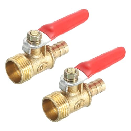 Image of sourcing map 2Pcs Brass Water Mini Ball Valve Shut Off Switch, G3/8" Male x 5/16" Hose Barb, 180 Degree Operation Handle, Brass Valve