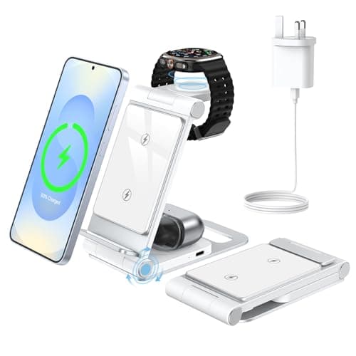 Image of 3 in 1 Charging Station Wireless Charger for Samsung Galaxy S26/S25/S24/S23/S22/S21/S20, Z Flip Z Fold 7/6/5/4 for Watch 8/Classic/Ultra/7/6/5/4 Galaxy Buds Foldable