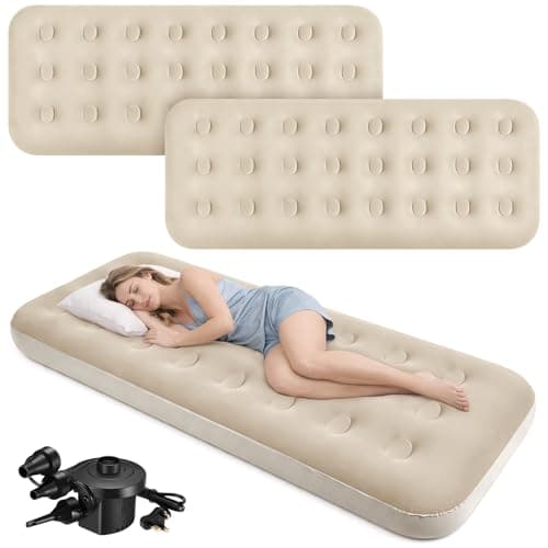 Image of 2 Pack Single Inflatable Mattress for Kids, 188 x 73 x 22 cm Children Air Mattress with Electric Pump, Inflatable Bed for Kids Sleepover Tent Slumber Party Camping Sleeping Pad Tent (188 x 73 x 22 cm)