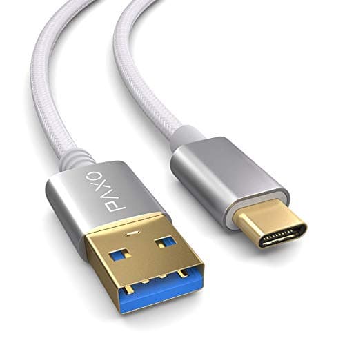 Image of PAXO USB C cable 1m, 10 Gbit/s (1.25 GByte/s), USB 3.2 Gen2 (3.0, 3.1), USB type C charging cable and data cable, white
