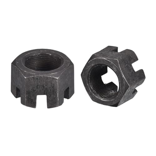 Image of Awclub Hexagon Slotted Nuts with Fine Thread, M10 x 1mm GB58 Carbon Steel Hex Castle Nuts Black - Pack of 10