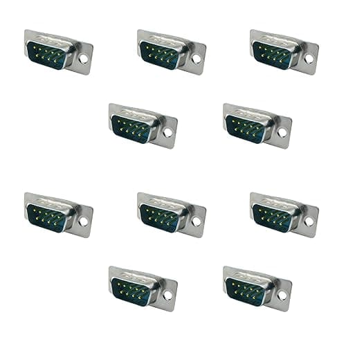 Image of iYueMps 10pcs DB9 Serial Port Male Solder Connector,9 pin D-Sub DB9 Plug PCB Connectors RS232 Serial Solder Type (10 x Male)