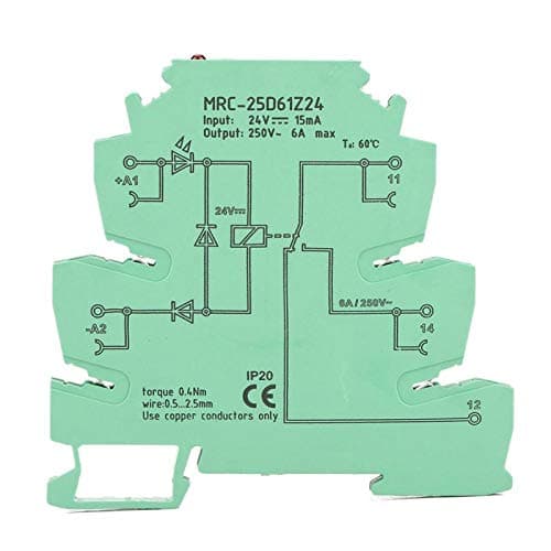 Image of MRC-25D61Z24 Ultra-Thin PLC Relay Module Input DC 24V TS-35 DIN Rail PLC Relay Amplifier Board Output AC 250V 6A for Circuits