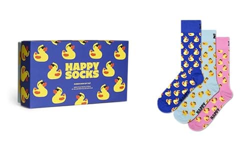 Image of Happy Socks Unisex 3-pack Rubber Duck Gift Set, Blue, 42-46 UK