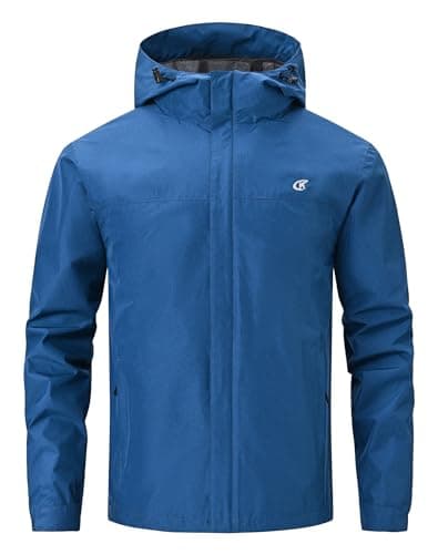 Image of Huayuzh Men's Softshell Jackets Mens Waterproof Jacket Outdoor Lightweight Breathable Windbreaker Hiking Camping Coat Blue XXL