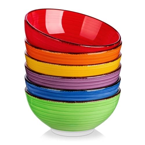 Image of vancasso Bonita Cereal Bowls Set of 6, 27 oz/820 ml Ceramic Soup Bowls, Serving Bowls for Salad, Noodle, Porridge, Rice, Dishwasher & Microwave Safe, Warm Color