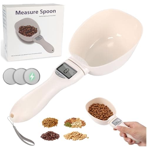 Image of Digital Measuring Spoon,Food Measuring Scoop Scale,Polygons Measuring Spoons with 3 Batteries,Weighing Spoon Scale 800g/0.1g Precision with LCD Display for Dispensing Condiments and Dog Cat Food