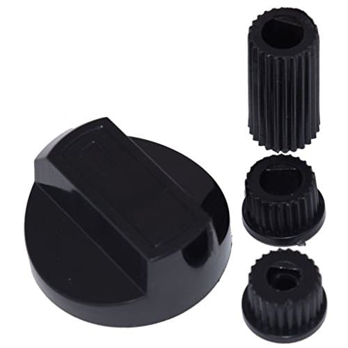Image of Ufixt Universal Cooker Control Knob | Black Oven & Grill Dial Replacement | Includes 3 Adaptors for All Spindle Sizes | Compatible with Candy Cannon Hoover