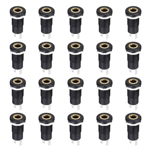Image of sourcing map 10 Pcs 3.5mm Vertical 3 Pins TRS Stereo Audio Socket Extended Thread with Hex Nut for Audio Headphone Radio PCB Panel CD Players