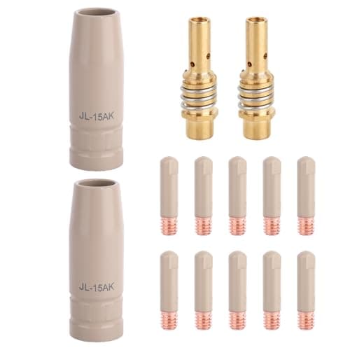 Image of 14pcs Mig Welding Nozzle Tips with Non-Stick Coating, 10 0.035in/0.9mm Contact Tips 2 Gas Diffuser 2 Gas Nozzles Welder Torch Accessory Compatible with MB15 15AK Welding Gun
