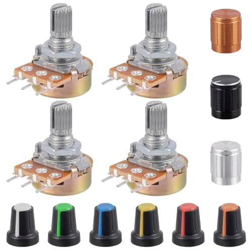 Image of ALLECIN WH148 B10K 10K Ohm Potentiometer 3Pin 15mm Shaft 10K Single-Joint Linear Rotary Taper Potentiometers Variable Resistor with AG2 Knob Cap and Aluminum Alloy Knobs (Pack of 20pcs)